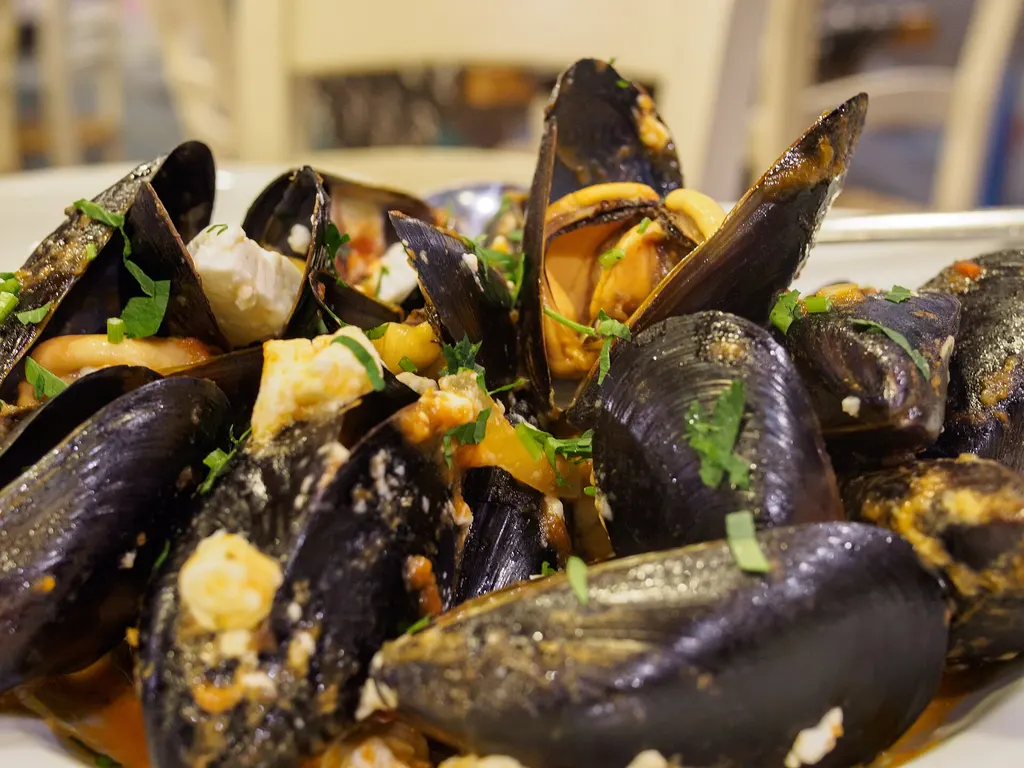 Mussels with fried cheese in Heraklion (this activity type in Crete)